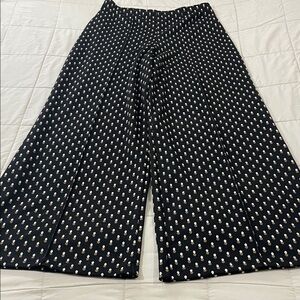 Max Studio London Weekend Large Black Tan White Wide Leg Pants Pleated